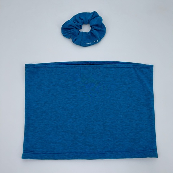 Reworked 1/1 Nike Tube Top and Scrunchie Set Blue Swoosh Design Large - Picture 2 of 4